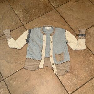 Rebecca Stone  Blue and Beige Sweater